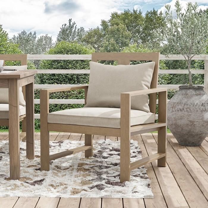Contemporary Outdoor Chair Set Bordeaux Outdoor Arm Chair Set 2PCS GM-2019-2PK GM-2019-2PK in Natural, Beige Fabric