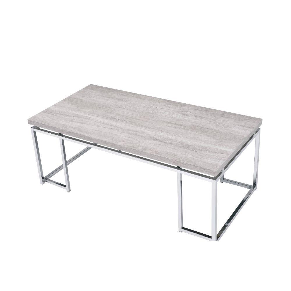 

    
Acme Furniture Chafik Coffee Table and 2 End Tables Wash Oak 85370-3pcs
