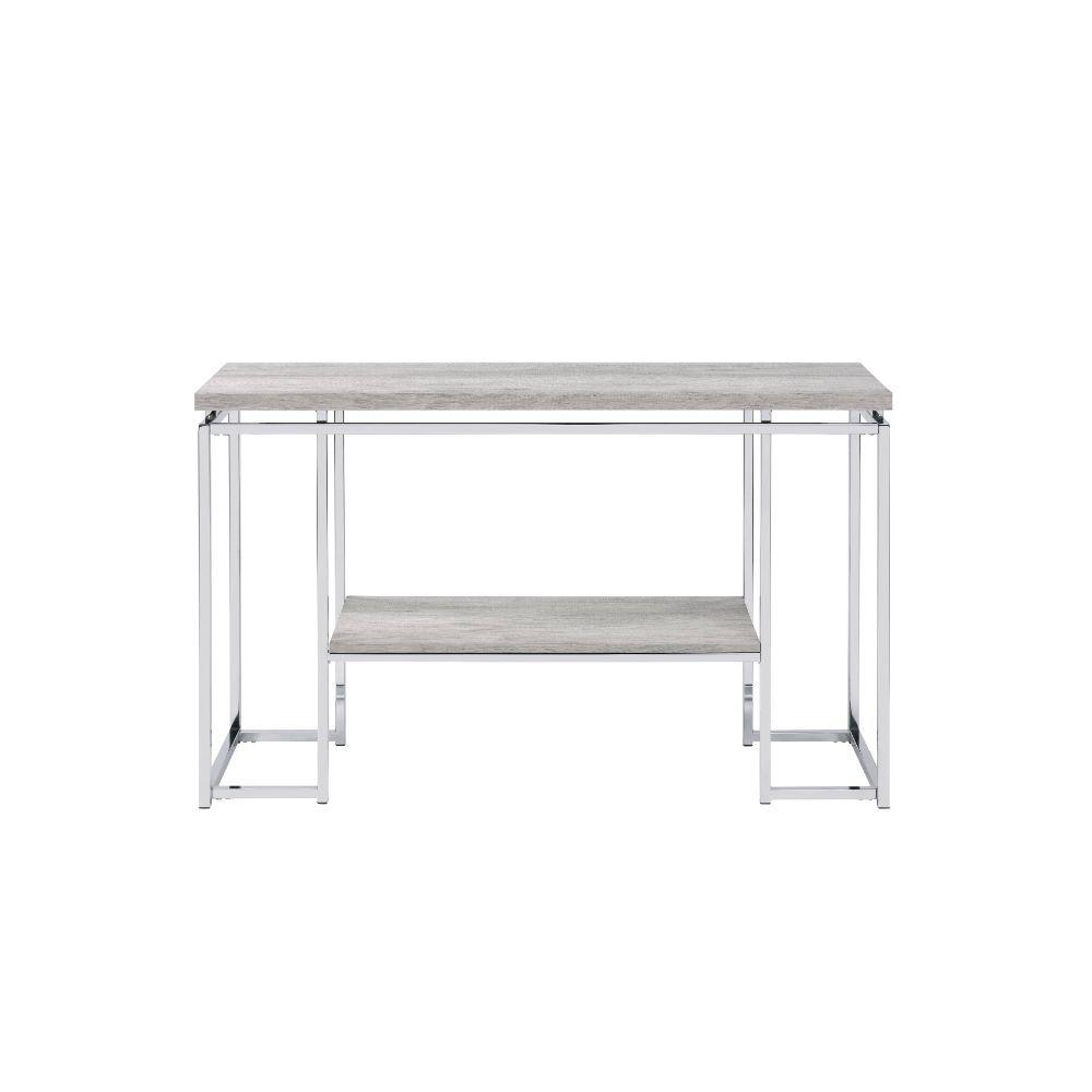 

    
Contemporary Natural Oak & Chrome Sofa Table by Acme Chafik 85373
