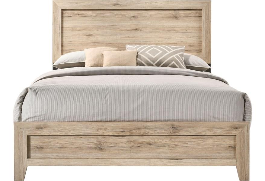 Contemporary Queen Bed Miquell 28040Q in Natural 