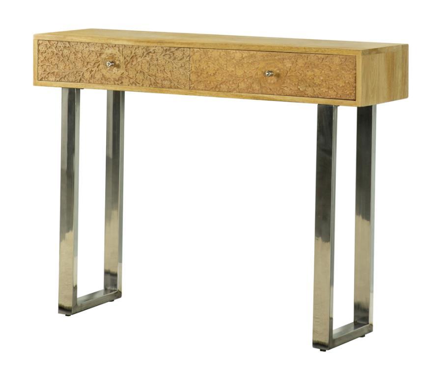 

    
Contemporary Natural Solid Mango Wood Console Table Coaster 953512
