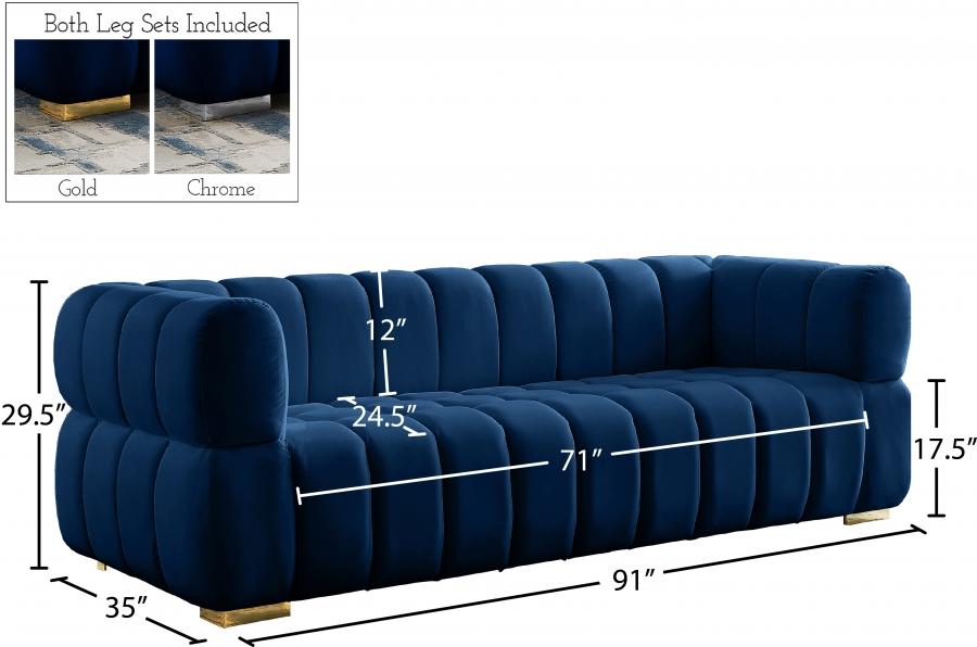 

    
Contemporary Navy Engineered Wood Living Room Set 2PCS Meridian Furniture Gwen 670Navy-S-2PCS
