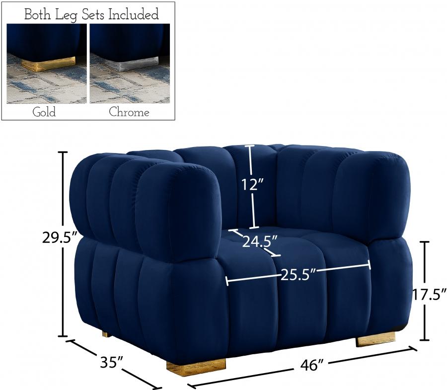 

        
Meridian Furniture Gwen Living Room Set 3PCS 670Navy-S-3PCS Living Room Set Navy Soft Velvet 53616265168498
