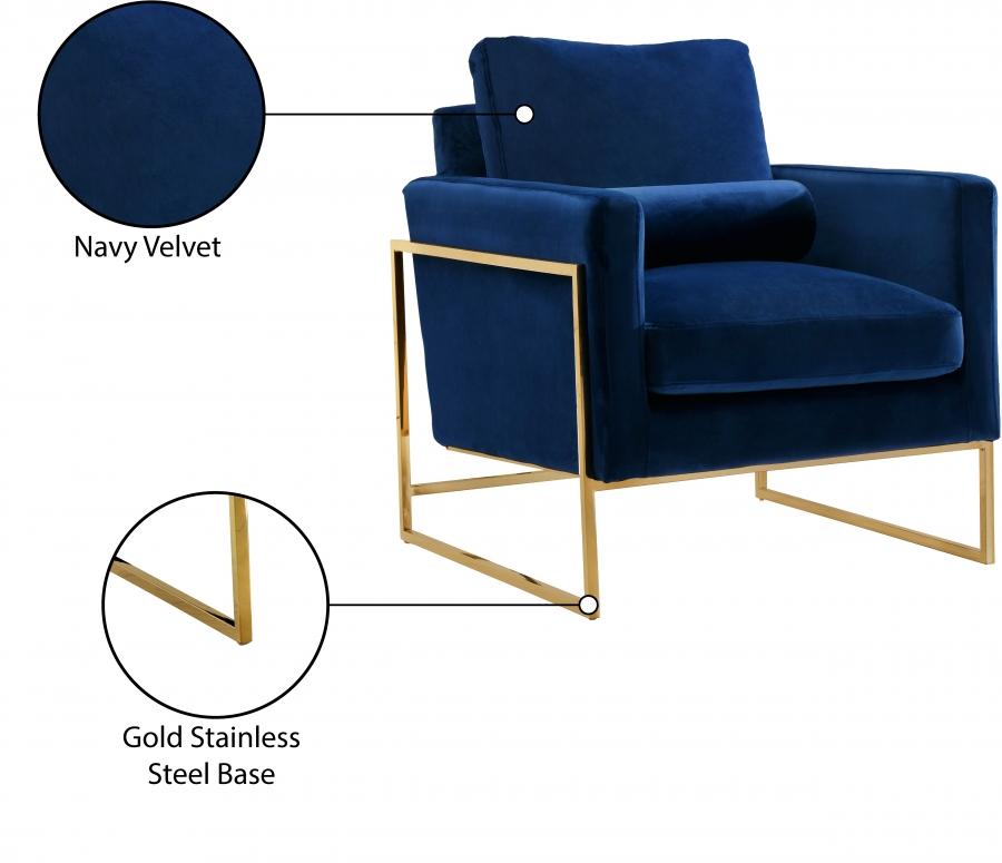 

    
 Shop  Contemporary Navy Engineered Wood Living Room Set 3PCS Meridian Furniture Mila 678Navy-S-3PCS
