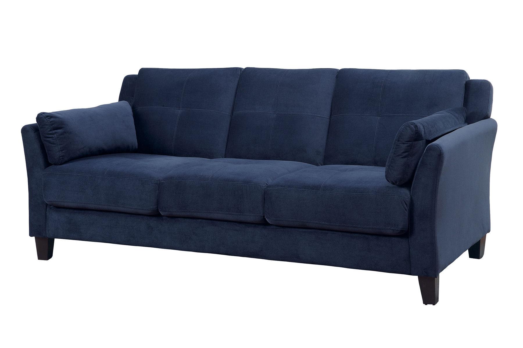 

    
Contemporary Navy Flannelette Living Room Set 3pcs Furniture of America Ysabel
