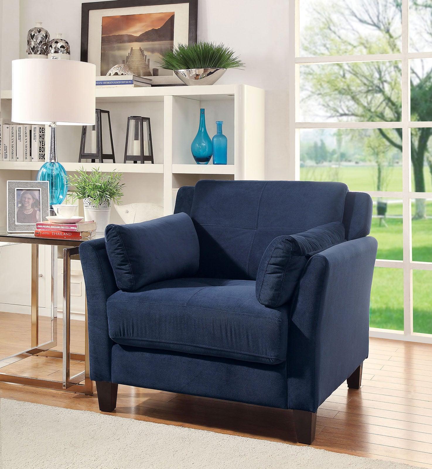 

    
CM6716NV-3PC Contemporary Navy Flannelette Living Room Set 3pcs Furniture of America Ysabel
