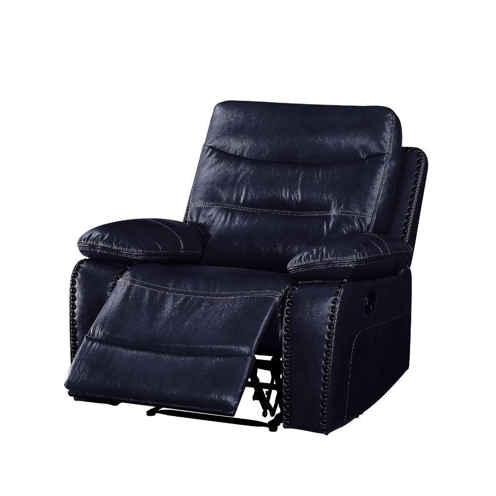 

    
Contemporary Navy Leather Motion Recliner w/ Console by Acme Aashi 55372
