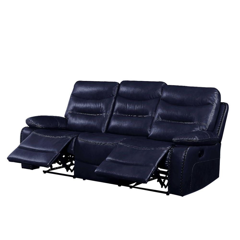 

    
Contemporary Navy Leather Motion Sofa + Loveseat + Recliner w/ Console by Acme Aashi 55370-3pcs
