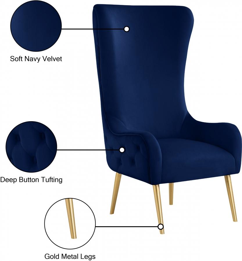 

    
536Navy Contemporary Navy Metal/Velvet Accent Chair Meridian Furniture Alexander 536Navy

