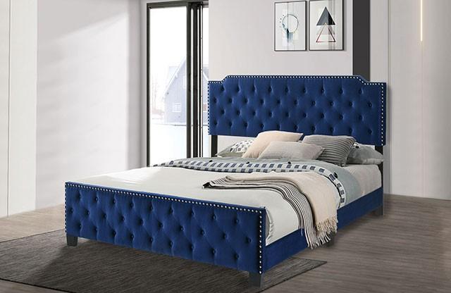 Contemporary Panel Bed Charlize California King Panel Bed CM7414NV-CK CM7414NV-CK in Navy 