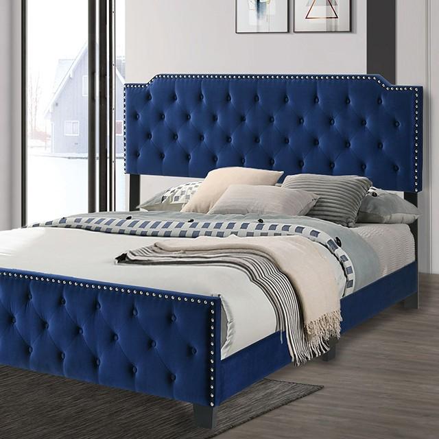 

    
Contemporary Navy Solid Wood California King Panel Bed Furniture of America Charlize CM7414NV-CK
