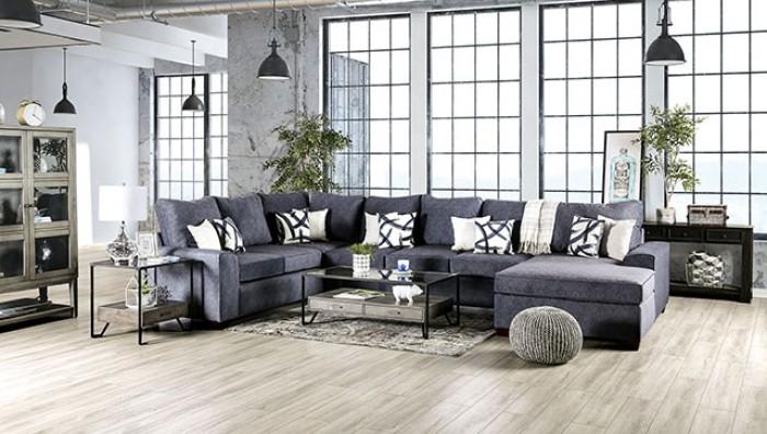 

    
Contemporary Navy Wood Sectional Sofa Furniture of America Shoreditch SM7771-SS
