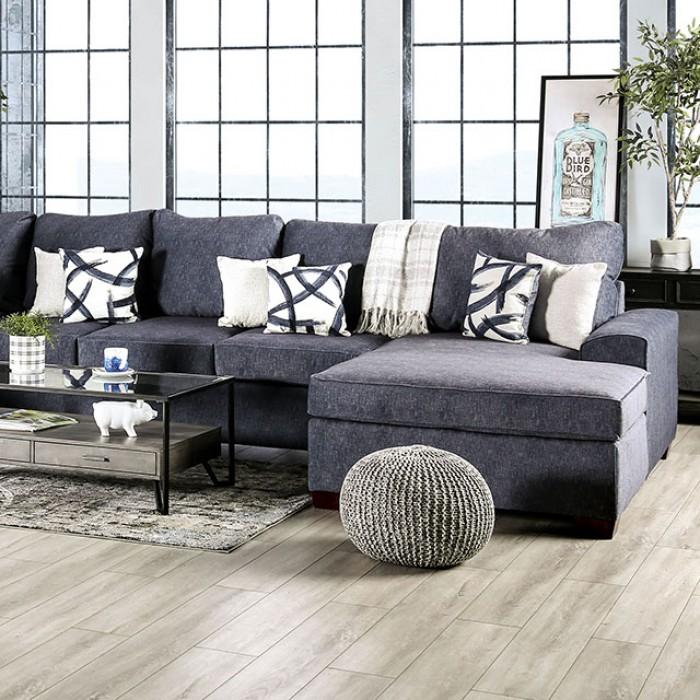 Contemporary Sectional Sofa Shoreditch Sectional Sofa SM7771-SS SM7771-SS in Cherry, Navy Fabric