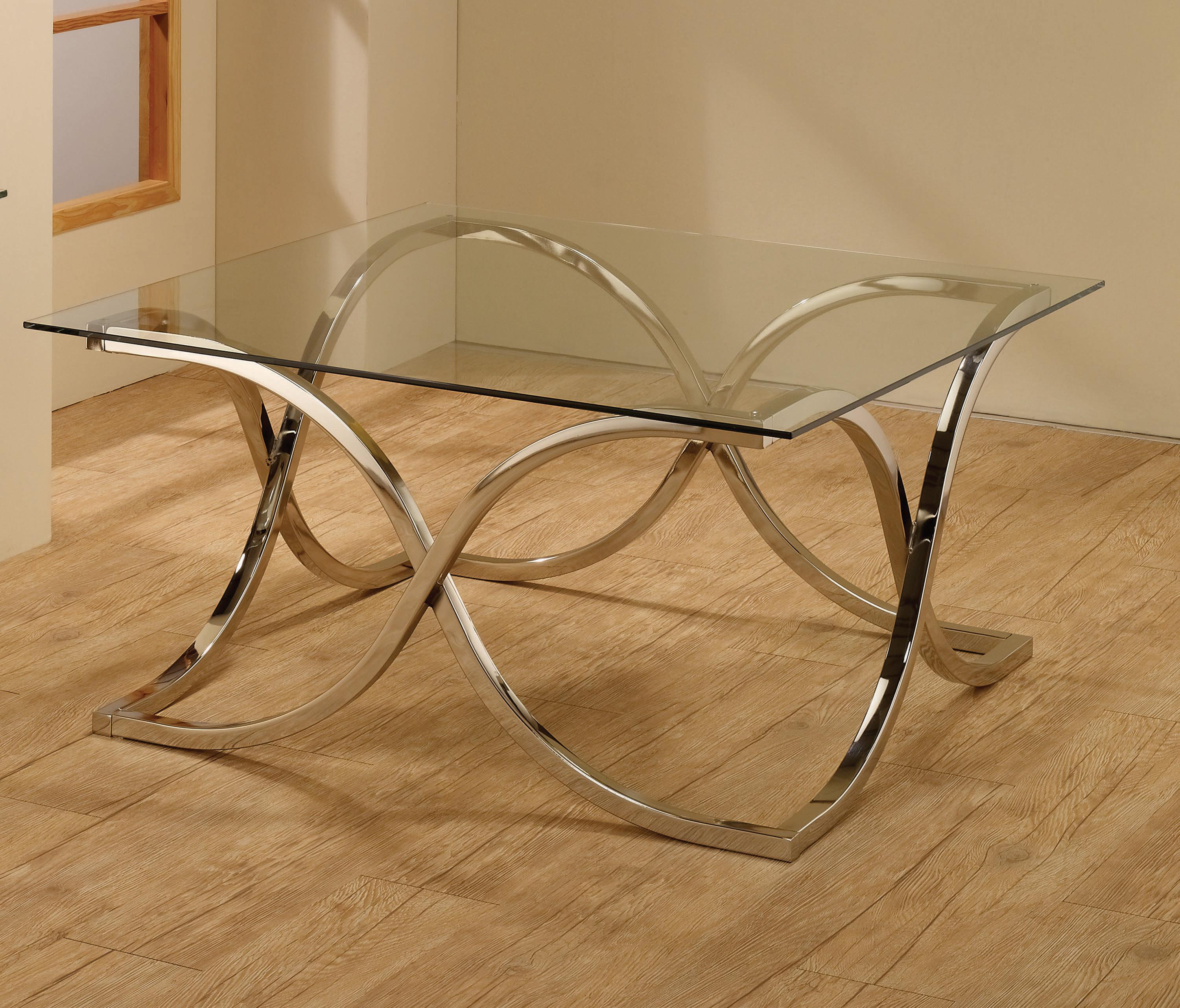 

    
Contemporary Nickel Tempered Glass Coffee Table Coaster 701918
