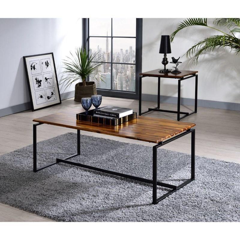 Contemporary, Modern Coffee Table and 2 End Tables Jurgen 83240-3pcs in Brown Oak 