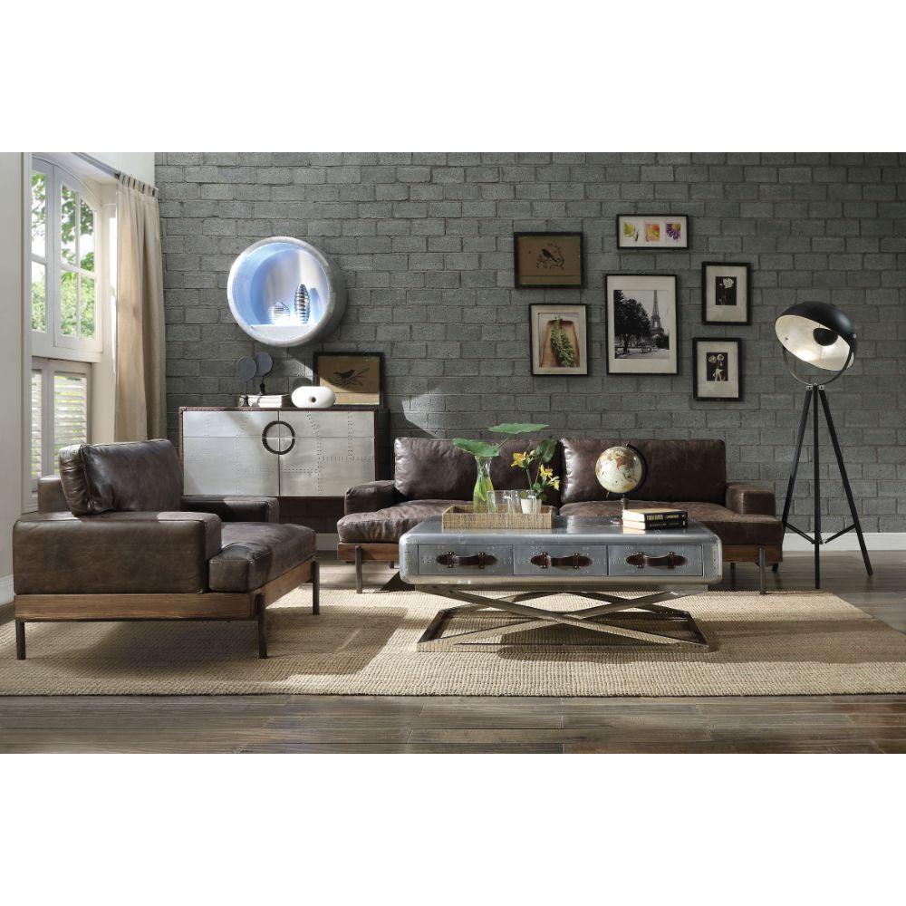 

    
 Shop  Contemporary Oak & Chocolate  Leather Sofa + Chair by Acme Silchester 52475-2pcs
