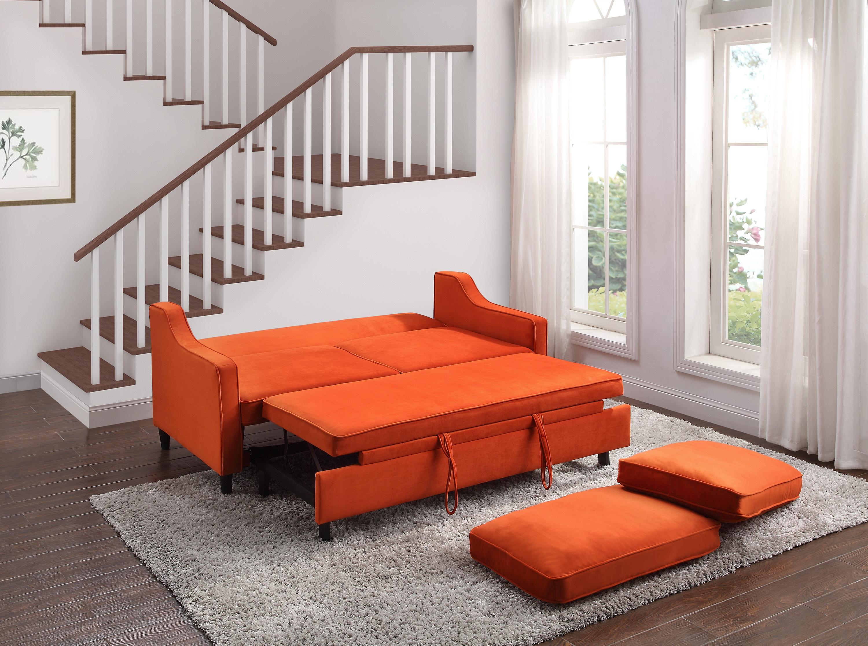 

    
 Order  Contemporary Orange Solid Wood Sofa Homelegance 9428RN-3CL Adelia
