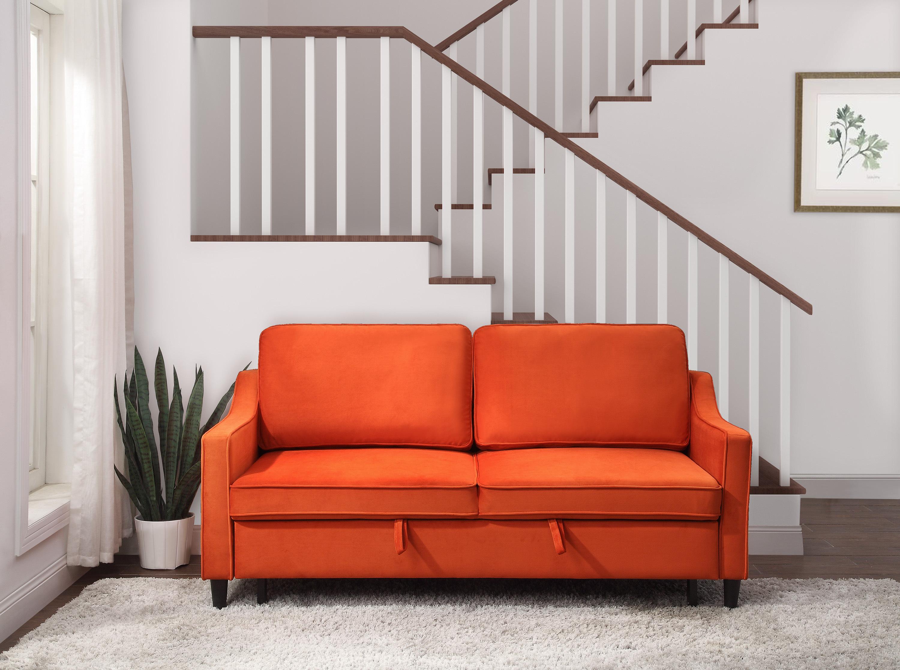 

    
9428RN-3CL Contemporary Orange Solid Wood Sofa Homelegance 9428RN-3CL Adelia
