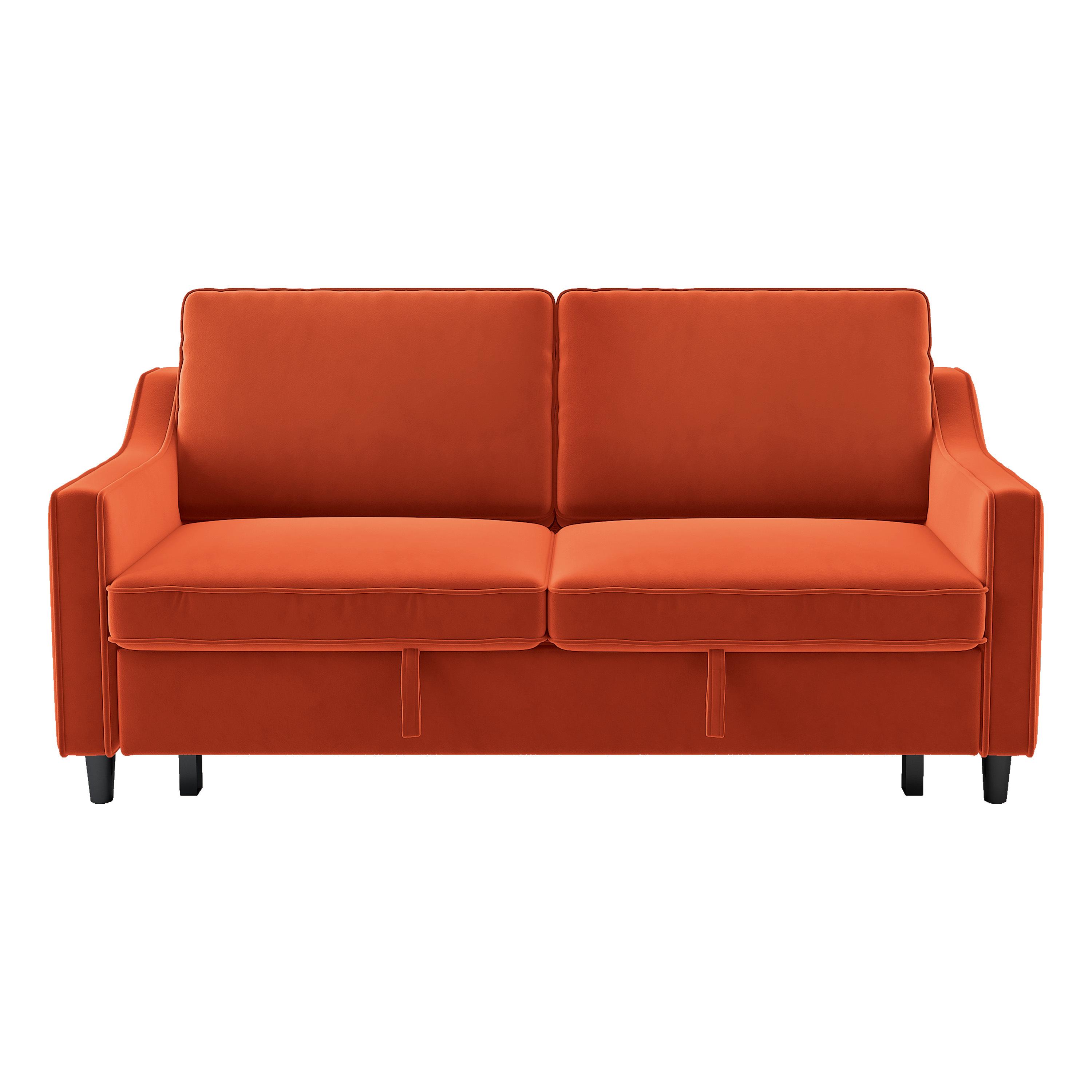 Contemporary Sofa 9428RN-3CL Adelia 9428RN-3CL in Orange Velvet