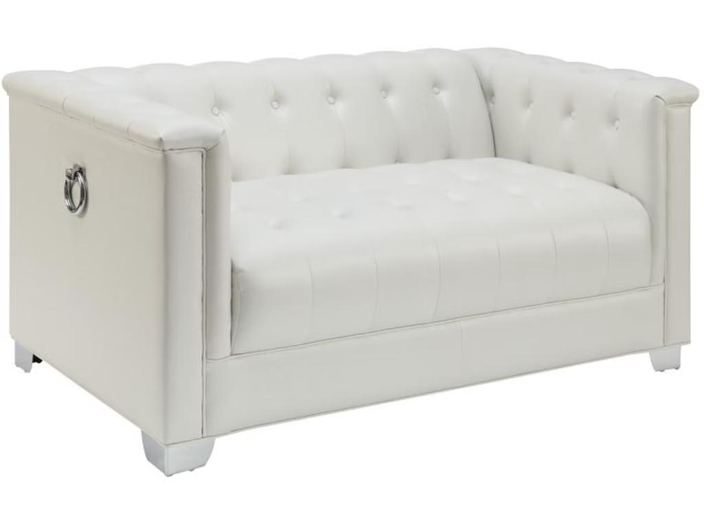 Contemporary Loveseat 505392 Chaviano 505392 in Pearl White Leatherette