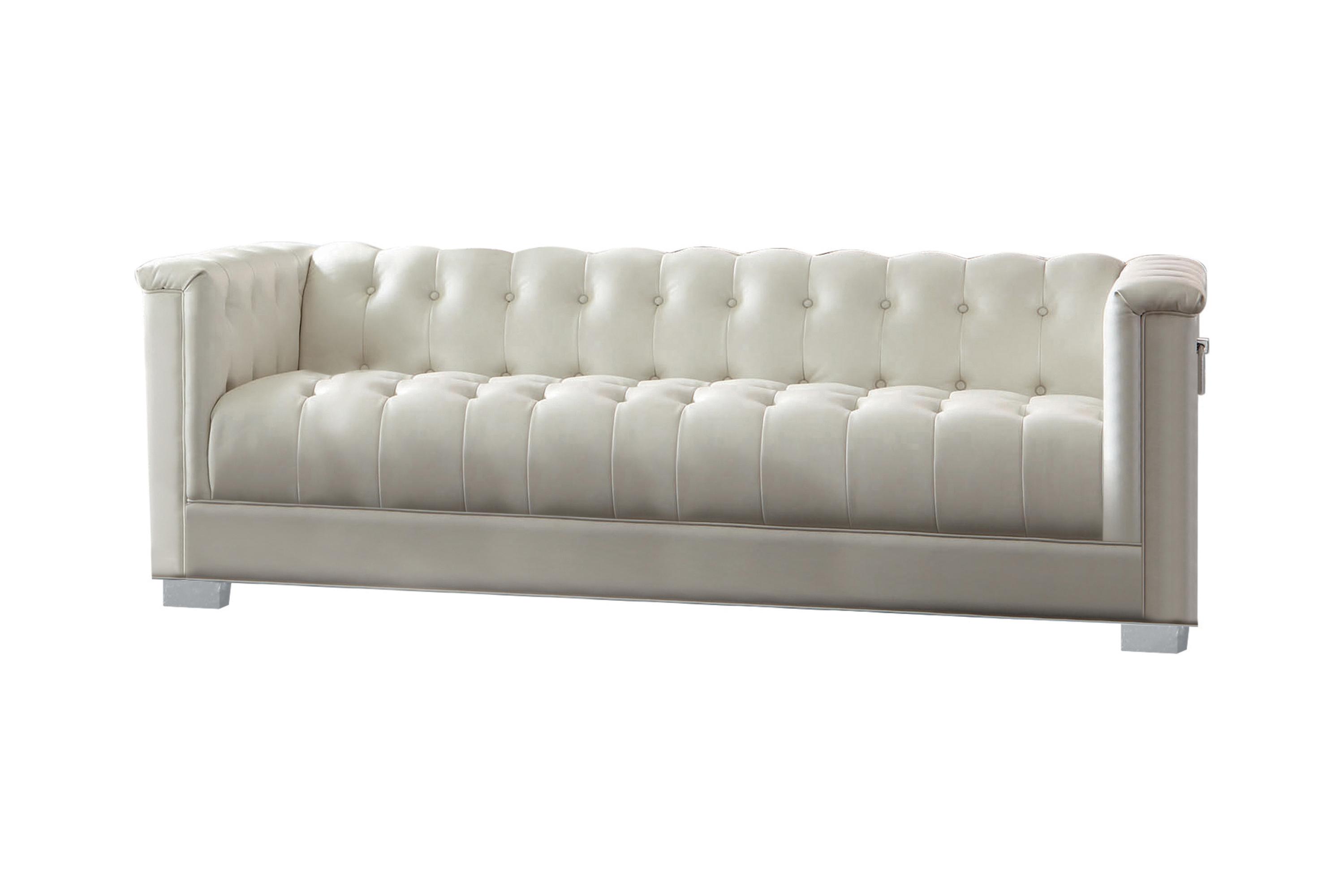 

    
Contemporary Pearl White Padded Leatherette Sofa Coaster 505391 Chaviano
