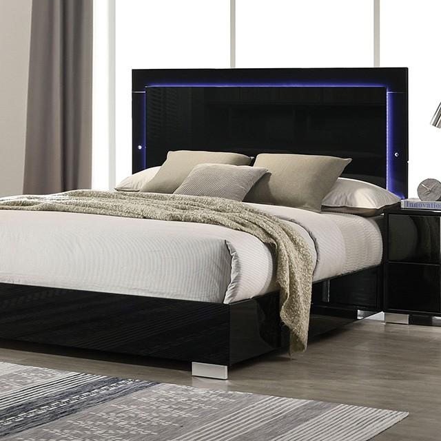 

    
Furniture of America Sinistra Queen Platform Bedroom Set 6PCS FM7211BK-Q-6PCS Platform Bedroom Set Black FM7211BK-Q-6PCS
