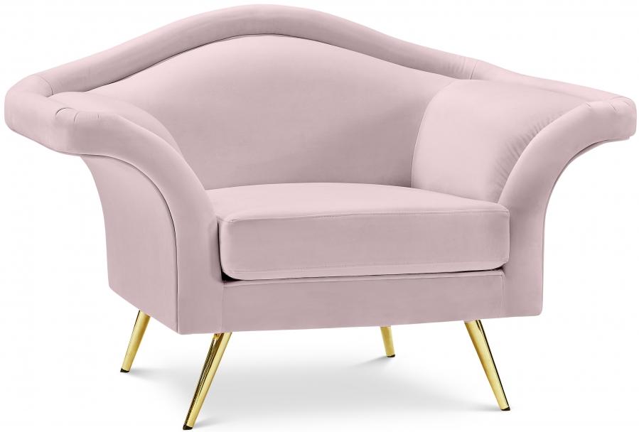 Contemporary Chair Lips Chair 607Pink-C 607Pink-C in Pink Soft Velvet