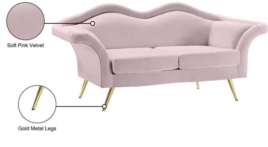 

    
 Shop  Contemporary Pink Engineered Wood Living Room Set 2PCS Meridian Furniture Lips 607Pink-S-2PCS
