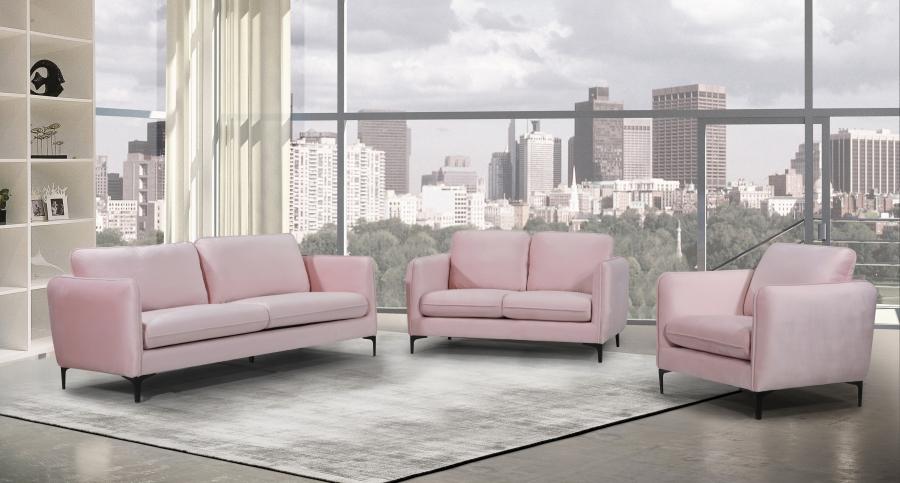 

    
Contemporary Pink Engineered Wood Living Room Set 3PCS Meridian Furniture Poppy 690Pink-S-3PCS
