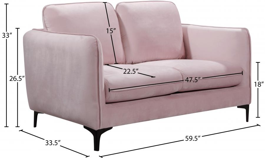 

                    
Meridian Furniture Poppy Loveseat 690Pink-L Loveseat Pink Velvet Purchase 
