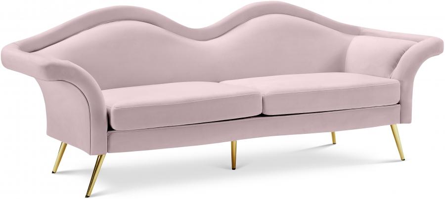 Contemporary Sofa Lips Sofa 607Pink-S 607Pink-S in Pink Soft Velvet