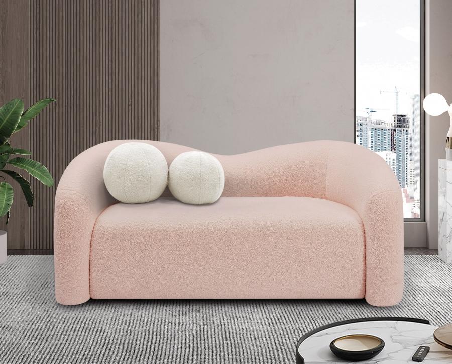 

    
Contemporary Pink Eucalyptus Wood Loveseat Meridian Furniture Kali 186Pink-L
