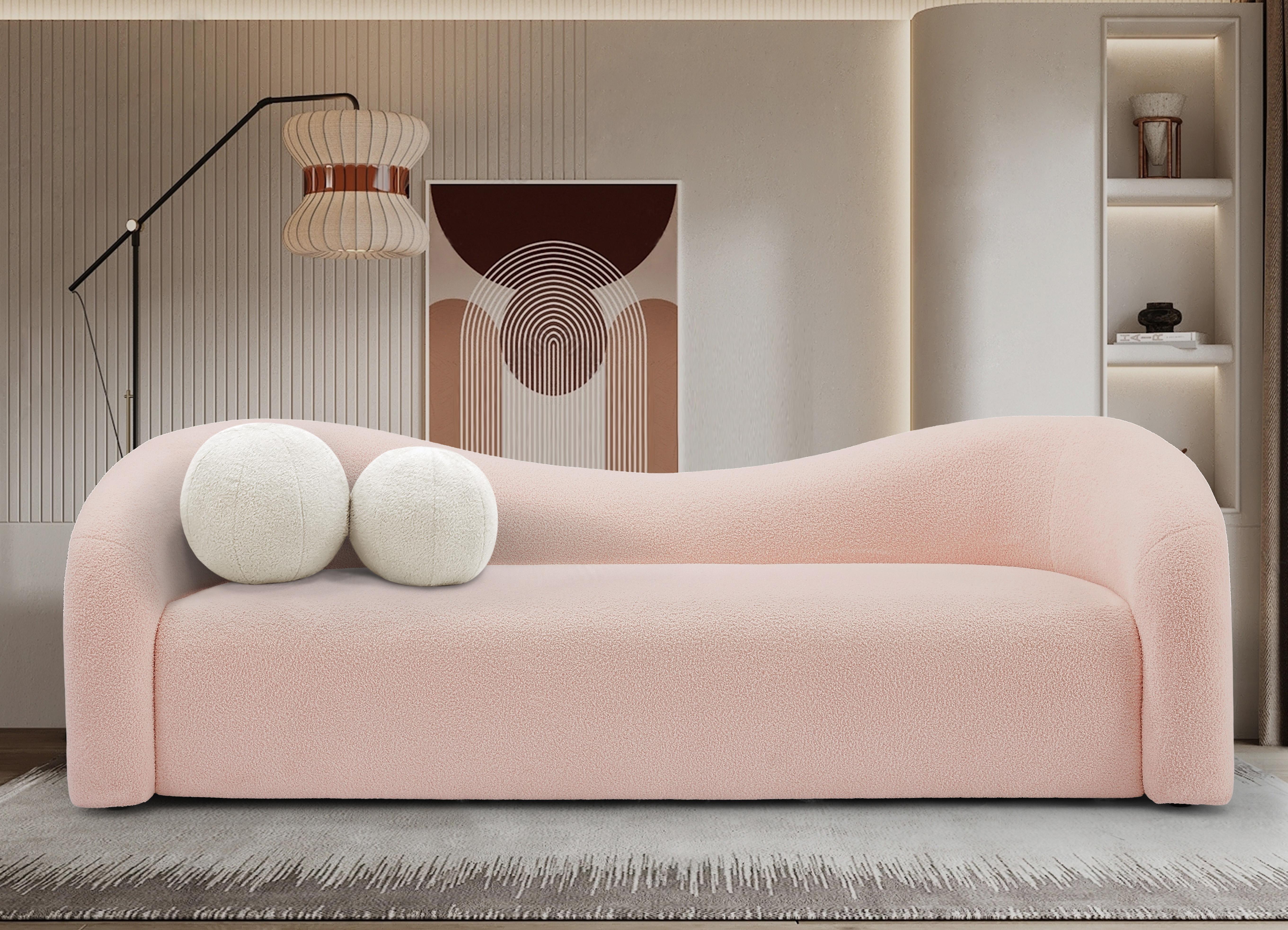 

    
Contemporary Pink Eucalyptus Wood Sofa Meridian Furniture Kali 186Pink-S
