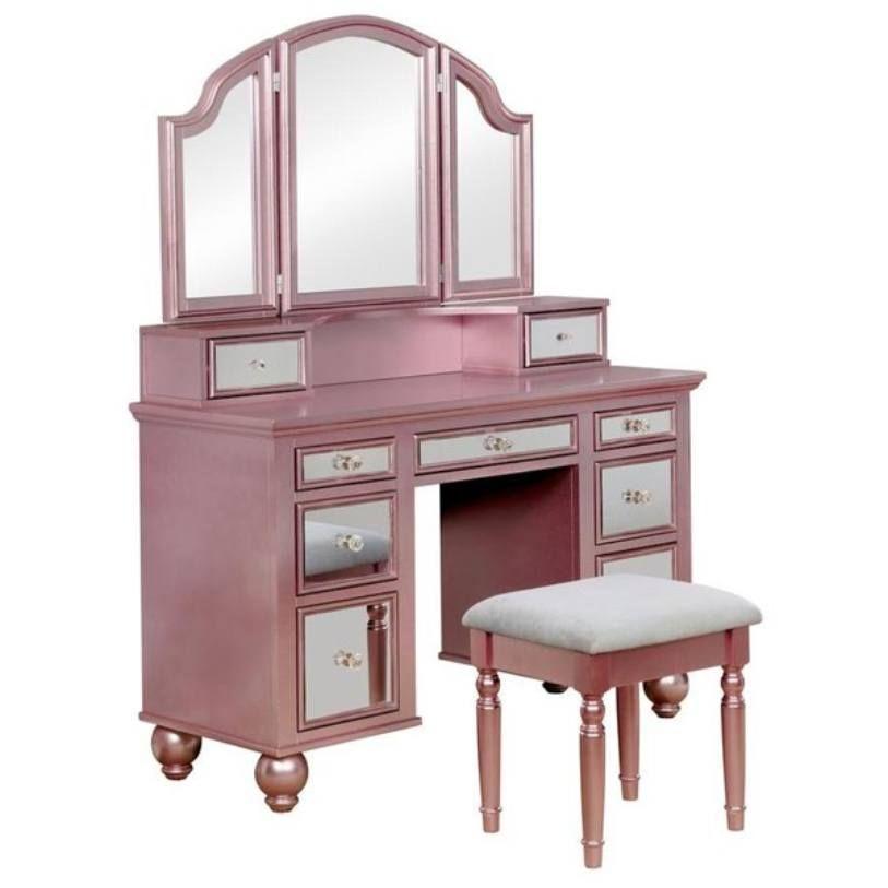 

        
Furniture of America TRACY CM-DK6162RG Makeup Vanity Pink Fabric 00841403151032
