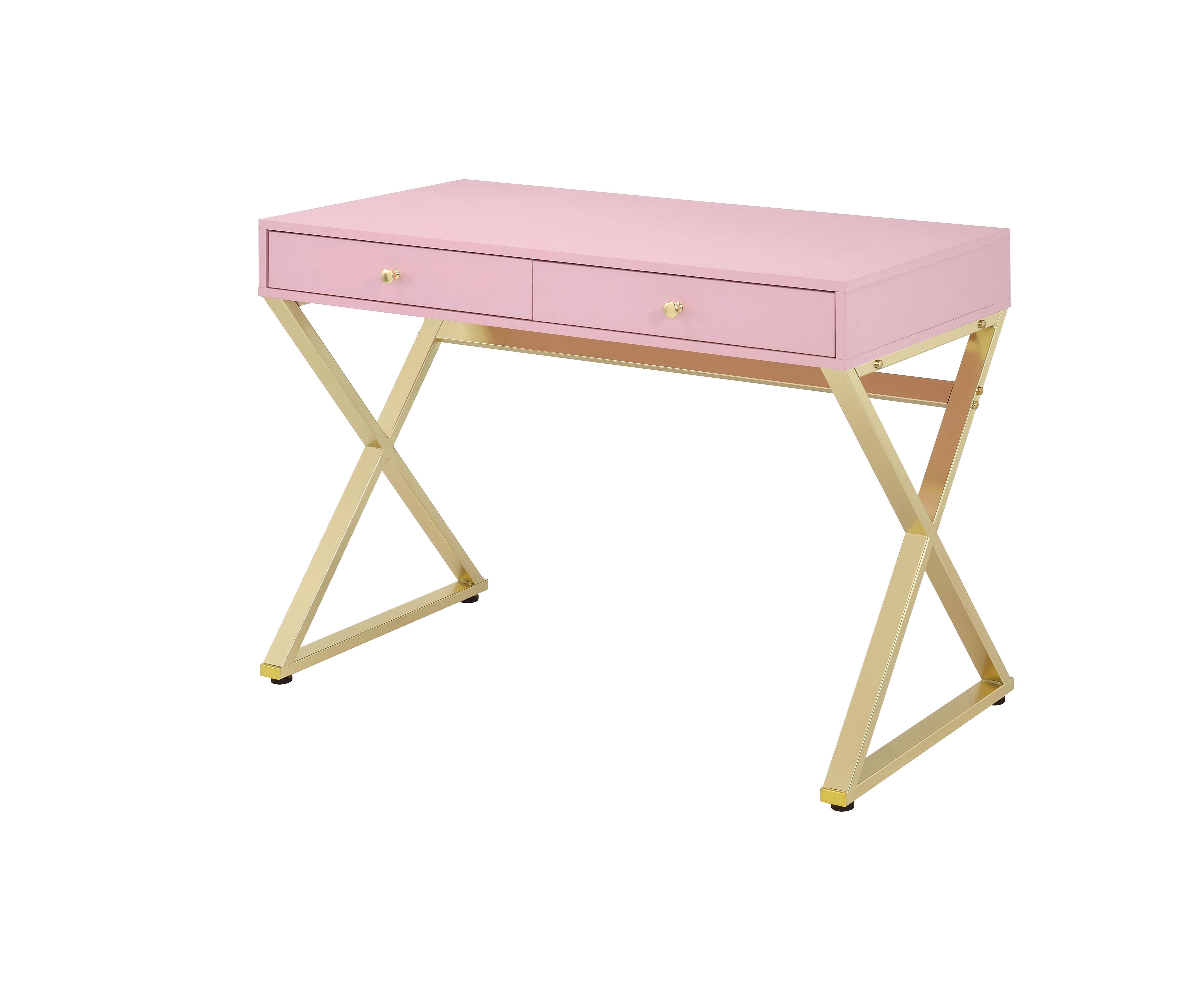 

    
Contemporary Pink & Gold Finish Vanity Desk Acme AC00896 Coleen

