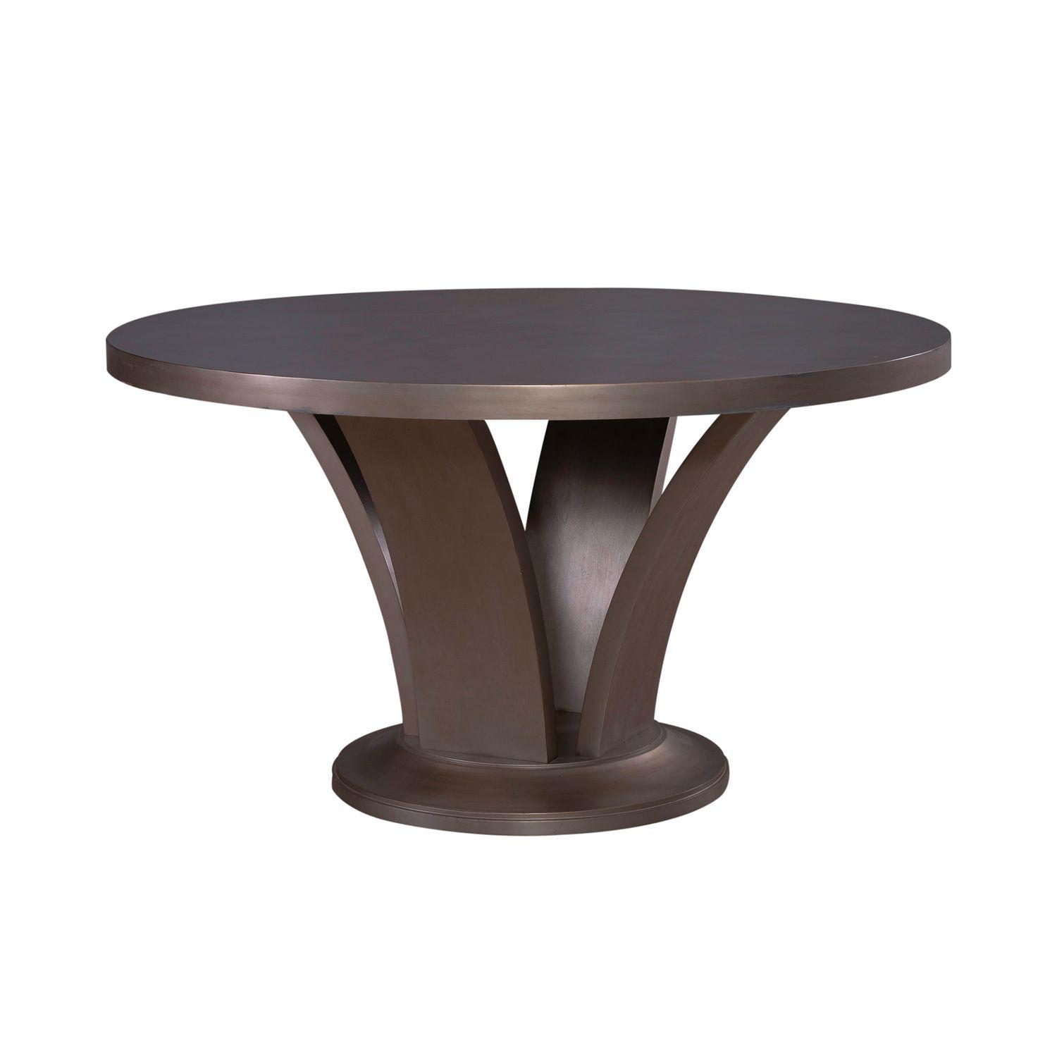 Contemporary Round table Montage Round Dining Table 849-T5454-RT 849-T5454-RT in Platinum 