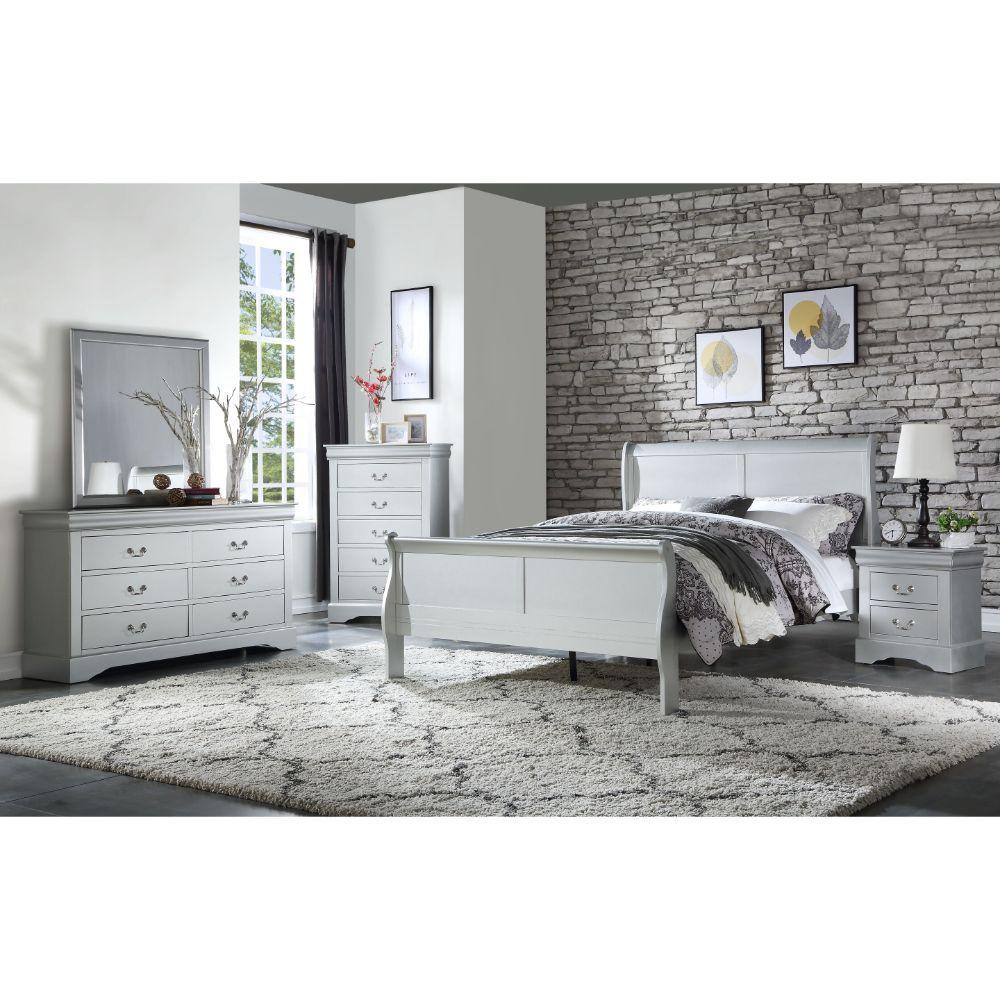 Contemporary, Rustic Bedroom Set Louis Philippe 26727EK-3pcs in Platinum 