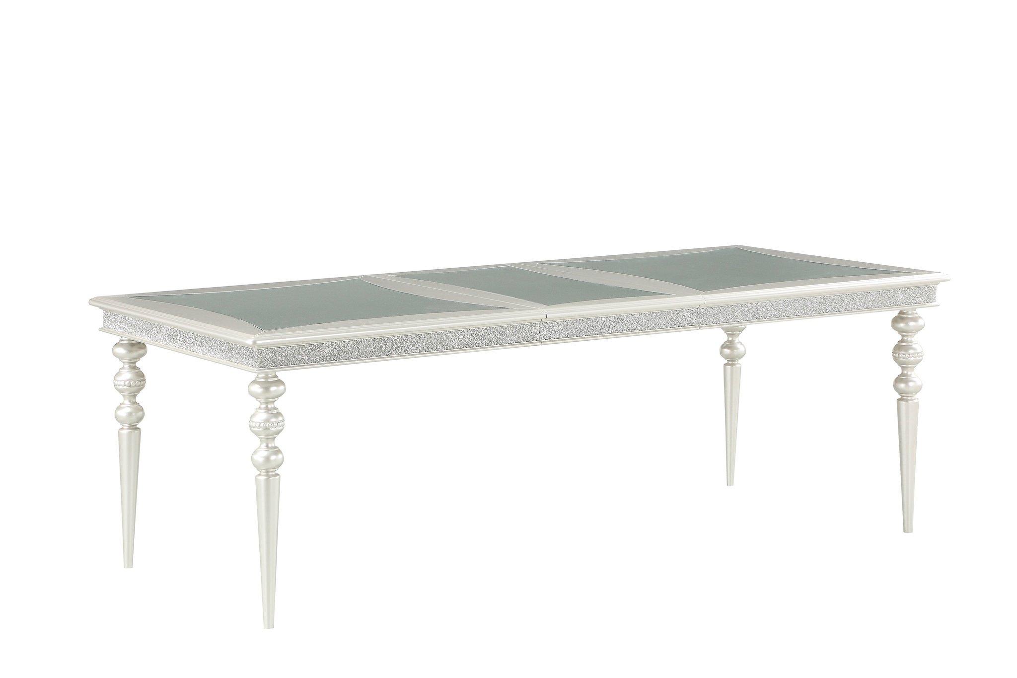 Contemporary Dining Table Maverick 61800 61800 in Platinum Glass