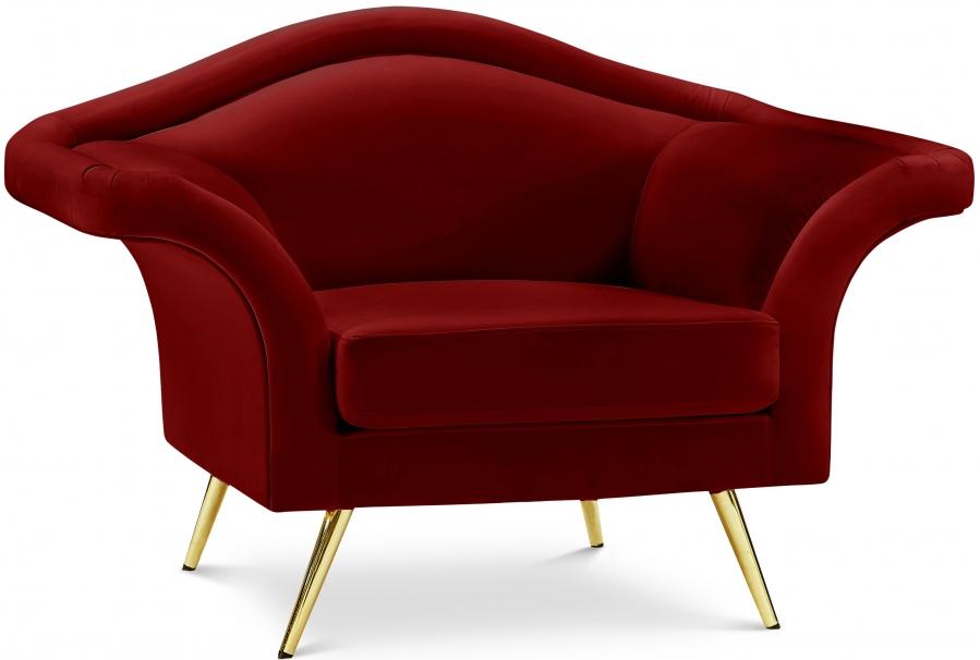 Contemporary Chair Lips Chair 607Red-C 607Red-C in Red Soft Velvet