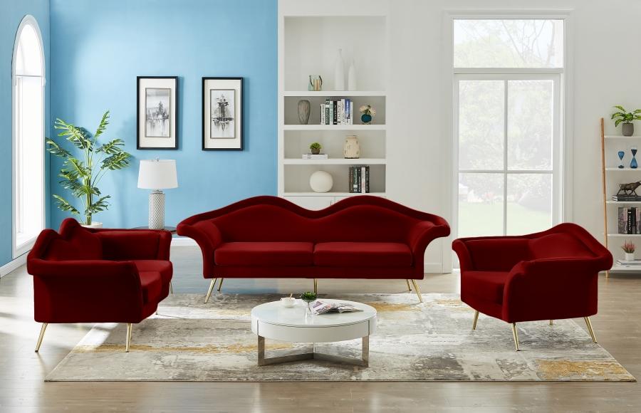 

    
 Shop  Contemporary Red Engineered Wood Loveseat Meridian Furniture Lips 607Red-L
