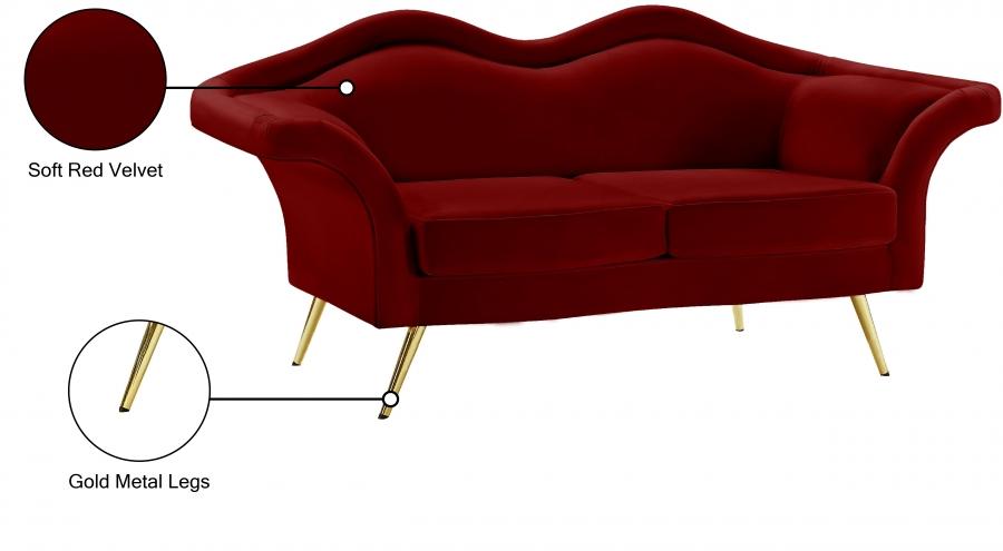 

    
607Red-L Contemporary Red Engineered Wood Loveseat Meridian Furniture Lips 607Red-L
