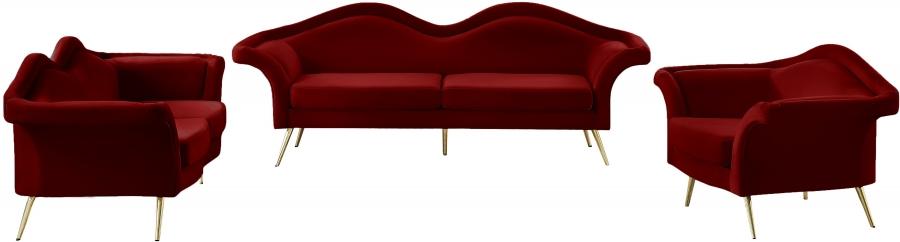 

    
 Shop  Contemporary Red Engineered Wood Sofa Meridian Furniture Lips 607Red-S

