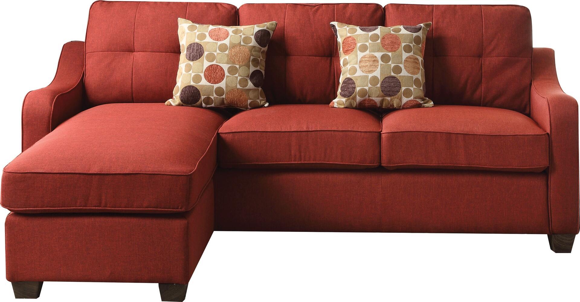 Contemporary Sectional Sofa Cleavon II 53740 in Red Linen