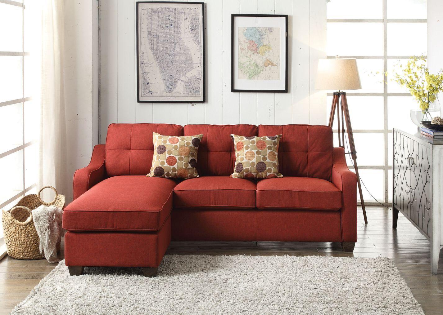 

    
Contemporary Red Linen Sectional Sofa by Acme Cleavon II 53740
