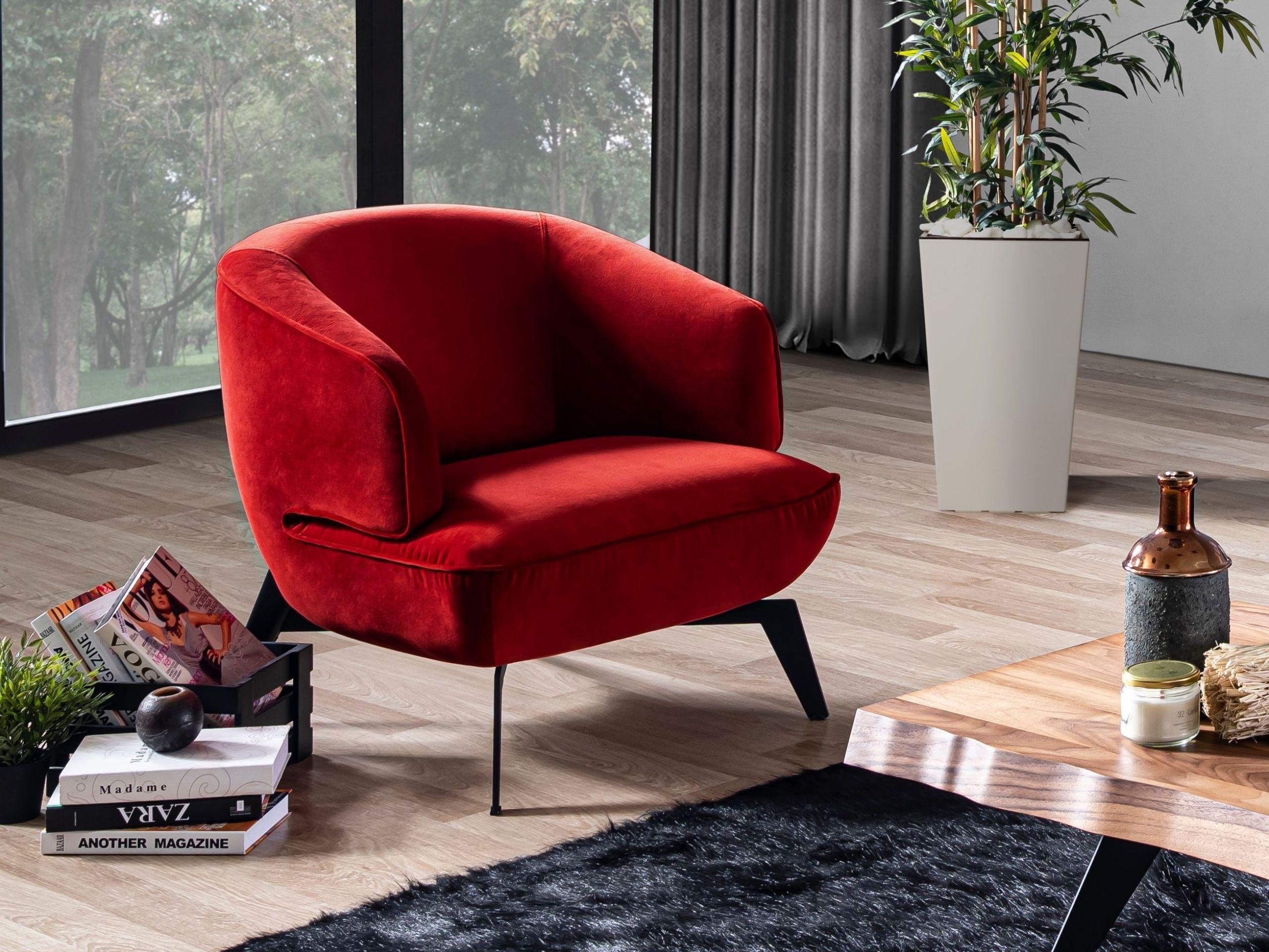 

    
Contemporary Red Velvet Chair WhiteLine CH1756F-RED Mersin
