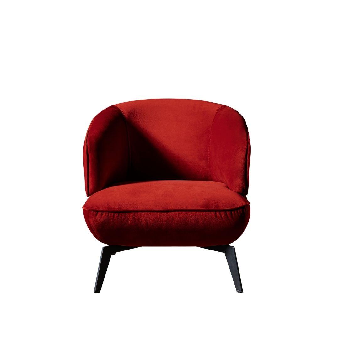 Contemporary Accent Chair CH1756F-RED Mersin CH1756F-RED in Red Velvet
