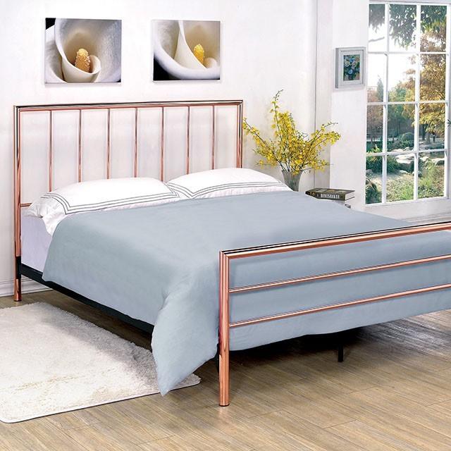 

    
Contemporary Rose Gold Metal Full Platform Bed Furniture of America Diana CM7939-F
