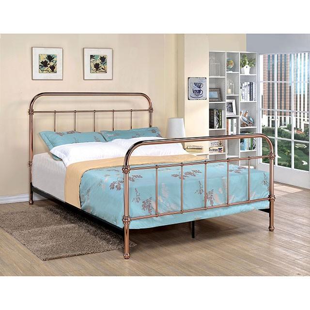 

    
Contemporary Rose Gold Metal King Panel Bed Furniture of America Tamia CM7739-EK
