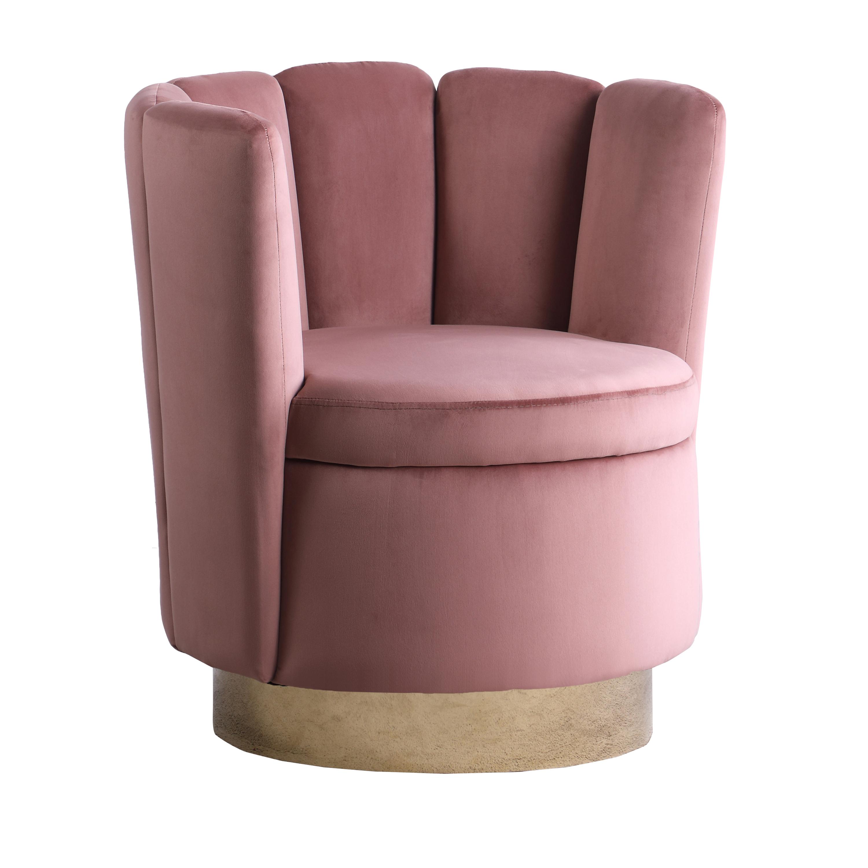 

    
Contemporary Rose Velvet Swivel Accent Chair Coaster 905648
