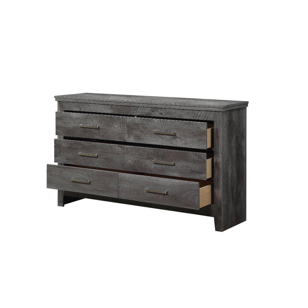 

    
 Shop  Contemporary Rustic Gray Oak Eastern King Bed 6PCS Set w/ Storage by Acme Vidalia 27327EK-S-6pcs
